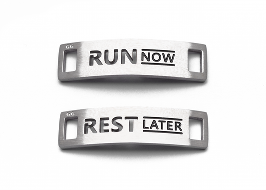 RUN NOW REST LATER Inspirational Shoe Tag