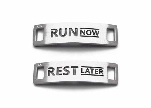 RUN NOW REST LATER Inspirational Shoe Tag Set