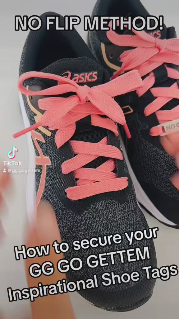 Load video: instructional video showing how to secure inspirational shoe tags